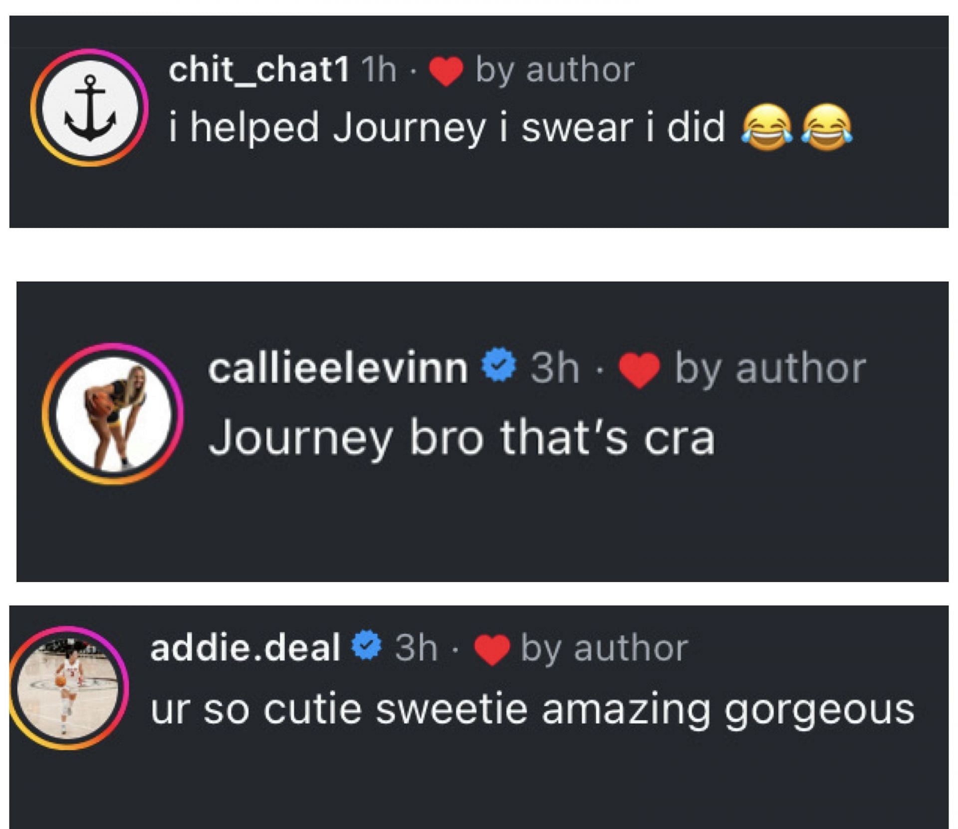 Gabbie Marshall and former Iowa teammates post hilarious reactions to Jada Gyamfi's IG post. Image via @jadagyamfi
